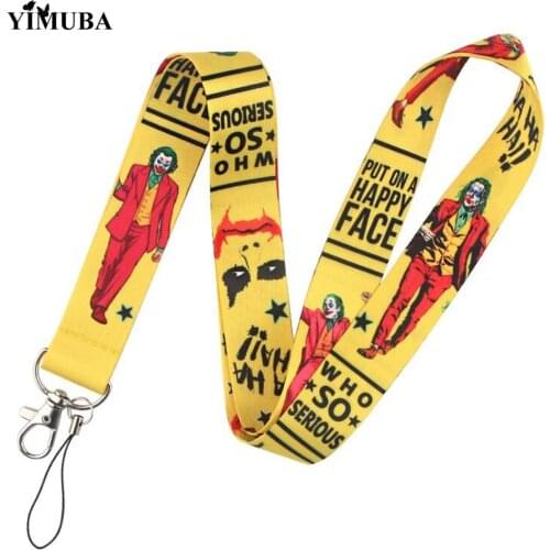 YIMUBA Hot Movie The Joker Lanyard Keychain Multifunction ID Card Badge Holder Camera USB Mobile Phone Neck Strap Metal Key Ring