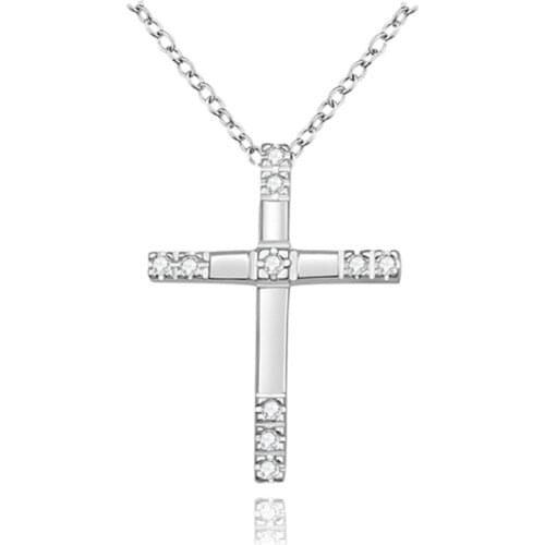 925 sterling silver chain necklace Engagement Zircon CRYSTAL Wedding for WOMEN girl Cross necklace jewelry for lady gift hot