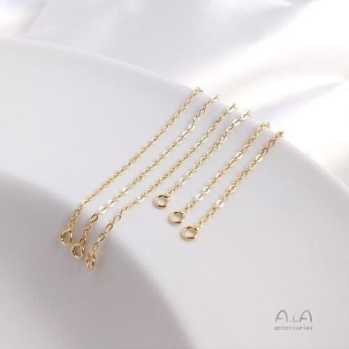 1 Pcs/Set 14K Bag Gold Never Fadediy Accessory Double-stranded Tail Chain Extension Chain Hand Earrings Tasse Bracelet Necklace