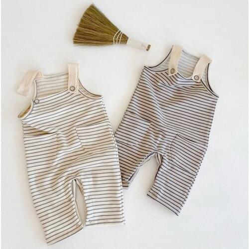 Casual Stripe Baby Boys Jumper Spring Fall Kids Cotton Suspender Jumpsuit for Girls Clothing Set Toddler onesie Children Trouser