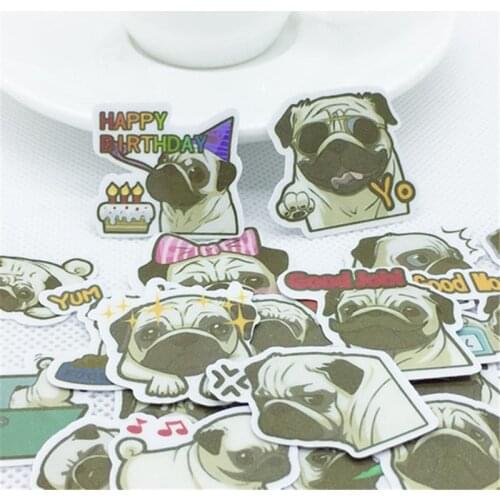 40Pcs Pug facial expression aper Sticker kawaii Decal For Phone Laptop Bicycle Notebook Backpack Kids Toy stickers scrapbooking