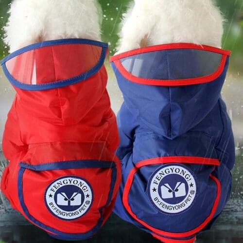 Pet Rain Coat Hooded Waterproof Jackets with Leash Hole And Pocket Chihuahua Pug Four Legged Raincoats Clothing