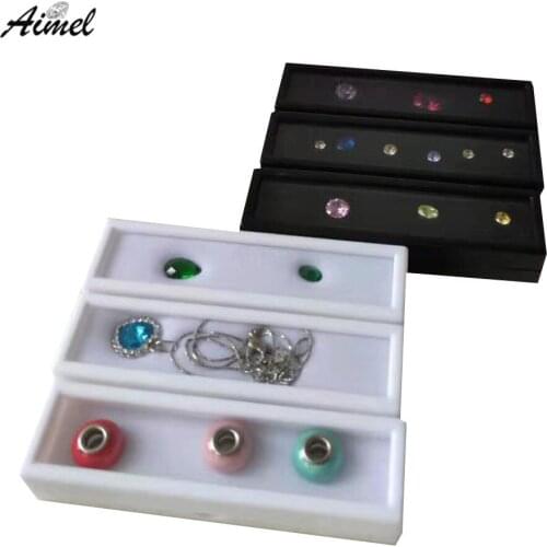 Wholesale Loose Diamond Jewelry Display Box Rectangle Gemstone Jewelry Storage Case Stone Ring Earring Organizer Gift Box 6Pcs