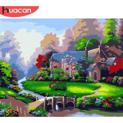 HUACAN DIY House Pictures By Number Kits Home Decor Spring Painting By Numbers Drawing On Canvas HandPainted Art Gift