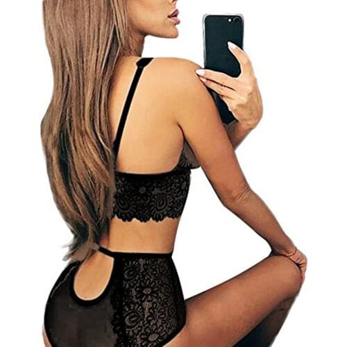 Erotic Lingerie Set Hollow Out Push Up Underwear Women Sexy Bra Set Transparente Lace Embroidery 2 Pieces Set Brassiere Mujer