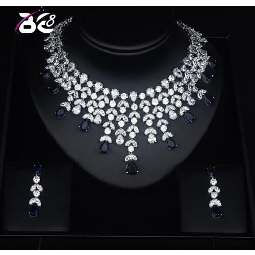 Be 8 Luxury Colorful Full Cubic Zircon Women Jewelry Set Dubai Earring Necklace Set Jewelry Accessories Bijoux Femme S417