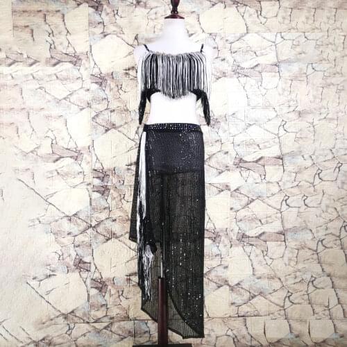 Belly Dance Suit Sling Top Tassel Skirt Performance Clothes Oriental Dancing Set Female Adult Elegant Competition Clothing