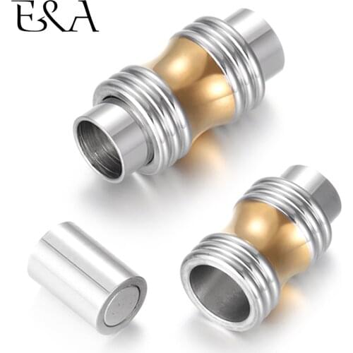 Stainless Steel Magnetic Clasp Hole 6mm Mirror Finish Gold Magnet Clasps DIY Leather Cord Bracelet Jewelry Making Parts Supplies