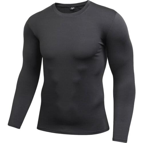 Men Long Sleeve Autumn Spring Sports T-Shirts Compression Running Tight Fast Drying Fitness GYM Base Layer Tops