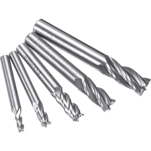 5pcs 4 Flute HSS End Mill Set Straight Shank CNC Milling Cutter Drill Bit 4/6/8/10/12mm Mayitr For Power Tools