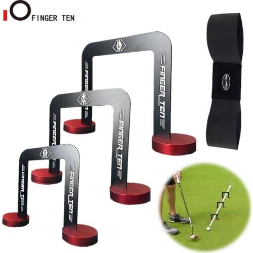New Alignment Practice Golf Putter Trainer 3 Doors Gates with Swing Arm Band for Indoor Home Office Green Mats Training