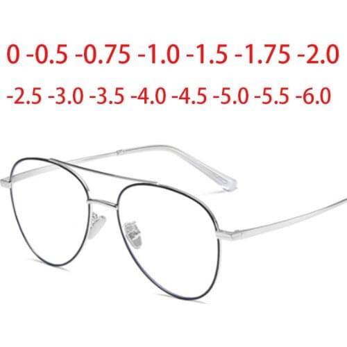 Diopter 0 -1.0 to -6.0 Myopia Glasses Women Men Polit Style Alloy Frame Prescription Spectacles For Nearsighted