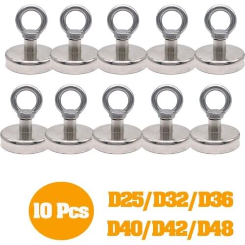 10 Pcs Neodymium Magnet Search Magnetic hook D20 mm Super Power Salvage Fishing Magnetic Stell Cup Holder Fishing Magnet Search