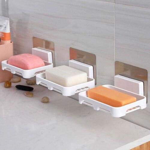 Durable Wall Mounted Soap Box Bathroom Hanging Soap Dishes Drain Soap Sponge Holder Storage Rack Kitchen Organizer Draining