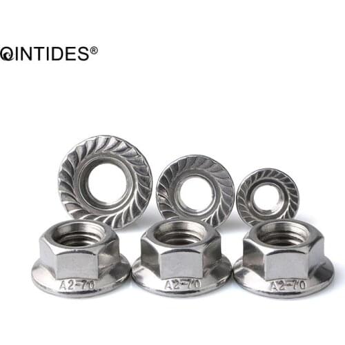 QINTIDES M3 M4 M5 M6 M8 M10 M12 M14 M16 Hexagon nuts with flange 304 stainless steel Flange nuts