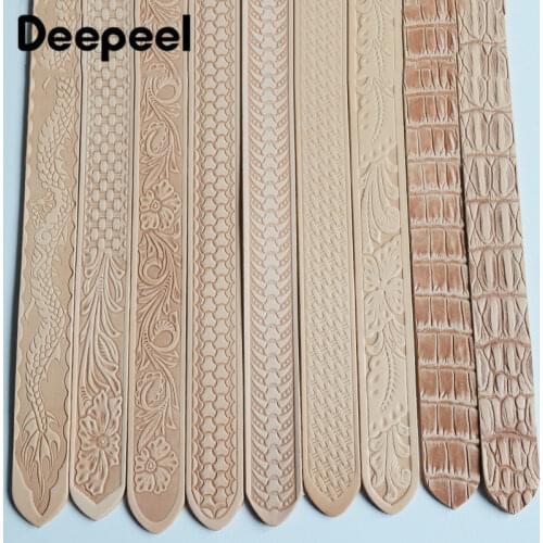 Deepeel 1pc 3.8cm*110\120cm First Layer Cowhide Embossed Belt with Pin Buckle Band DIY Handmade Crafts Leather Belts Accessories