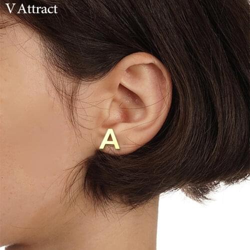 V Attract Custom Jewelry Initial Earrings For Women Personalized Number Stud Earring Handmade Alphabet Name Letter Pendientes