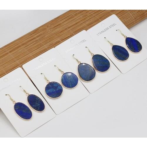New Fashion Natural Stone Earrings Lapis lazuli Temperament Earrings for Women Girls Pendientes Trendy Jewelry Gifts