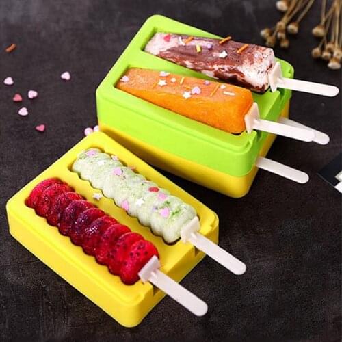 Silicone Ice Cream Mold Ice Cube Tray Popsicle Diy Molud Dessert Ice Cream Mold with Popsicle Sticks