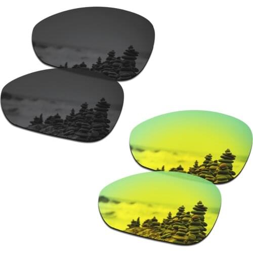 SmartVLT 2 Pairs Polarized Sunglasses Replacement Lenses for Oakley Crosshair 1.0 (2005) Stealth Black and 24K Gold