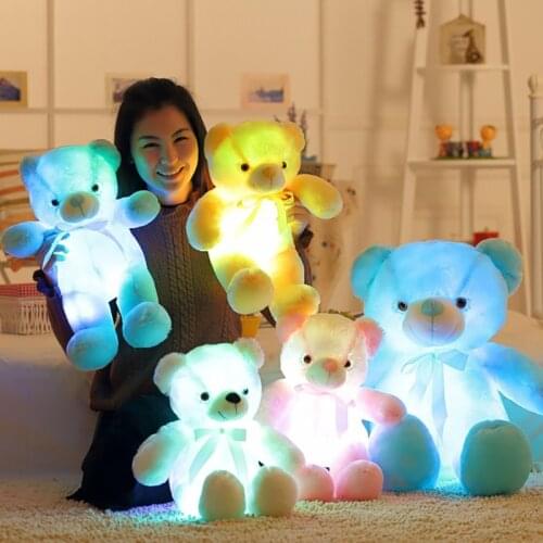 LED light bear toy stuffed animal plush light up teddy bear doll luminous pillow kids toy christmas gift
