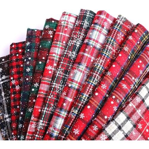 50*145cm Polyester Acrylic Yarn-dyed Printed Plaid Canvas fabric for Christmas Crafts Decoration Toys DIY Handmade
