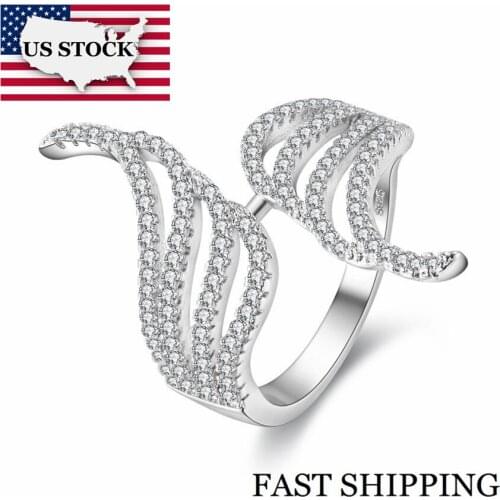 US STOCK Uloveido Vintage Wide 5% Off Silver Color Rings for Women Ring Female Exaggerated Angel Wings Ring Jewelery PJ4270