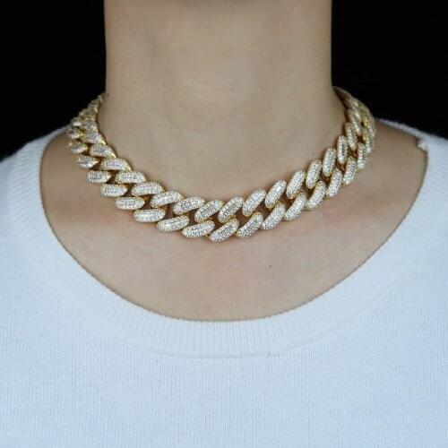 20mm Wide Cuban Chain Necklace For Lady Hip Hop Rock Chain Jewelry With Bling Cz Stone Paved Long Miami Chain Necklace For Women