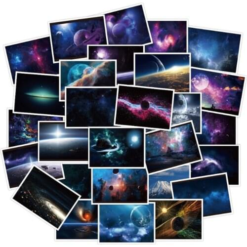 10/30/50PCS Flowing Planetary Sky Series Scenery Starry Sky Suitcase Skateboard Guitar Graffiti Sticker Decoration Wholesale