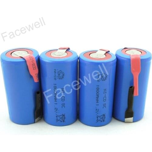 10pcs/lot Sub C SC 1.2V 1800mAh 20A Ni-CD rechargeable battery sc 1.2v pack bateria recargable sc sub c nicd 1.2V cell subc nicd