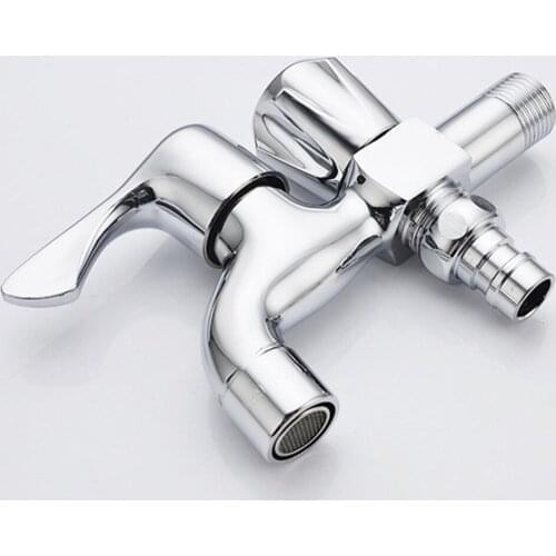 2pcs Kitchen & Bathroom Copper Faucet Wall Two Way Water Tap Control Method Single Handle Single Control