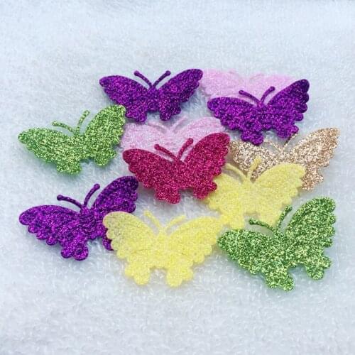 200pcs Mixed Glitter Butterfly Felt Appliques for DIY Sewing Supplies Kids Craft Accessorie -C69A