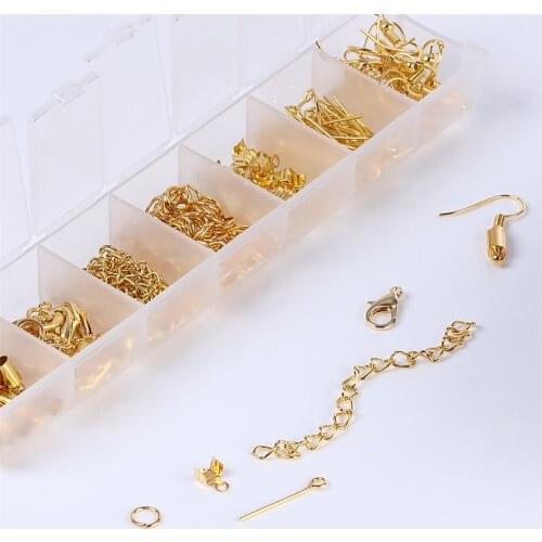 300 Pcs Epoxy Resin Jewelry Accessories Kit Metal Alloy Parts Ring/Lobster Clasp/Chain/Pin Set For Jewelry Making DIY Earring