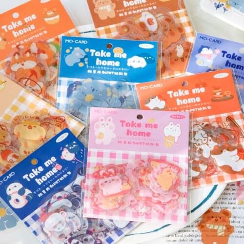 SaYing 40 Sheets Cute Rabbit Penguin School Stickers Pack Cartoon Cute Cat Sticker Journal Decoration Material Student Supplies