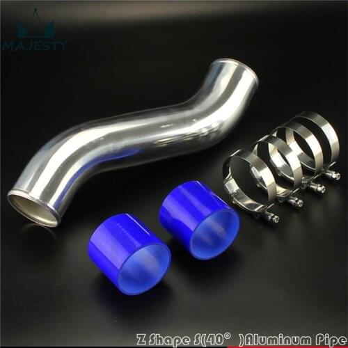 63 mm 2.5" Z / S Shape Aluminum Turbo Intercooler Pipe + silicone hose + clamps BL