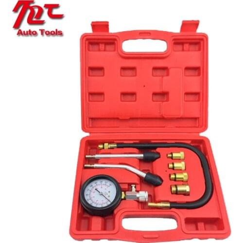 8 PCS Petrol Gas Engine Cylinder Compressor Gauge Meter Test Pressure Compression Tester Leakage Diagnostic