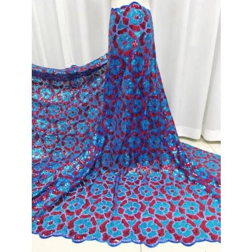 2021 Africa Nigeria Lace Sequin Embroidery Craft DIY Design Sewing Party Dress Skirt Garment Fabric 5 Yards Wholesale