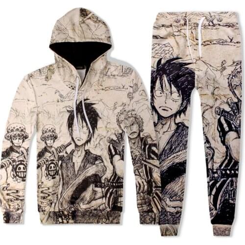 Anime One Piece Hoodies 3D Print Pullover Sweatshirt Monkey D Luffy Ace Sabo Shanks Law Battle Tracksuit Outfit Casual Outerwear