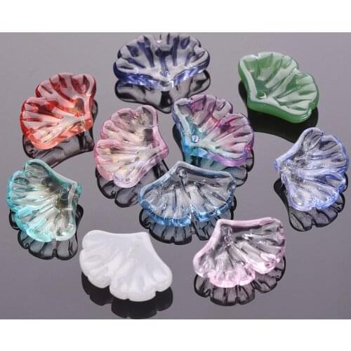 10pcs 20x15mm Gingko Leaf Shape Crystal Glass Loose Crafts Beads Top Drilled Pendants for Earring Jewelry Making DIY Crafts