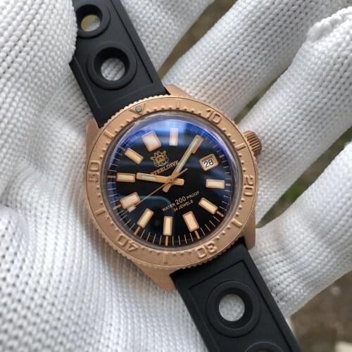 STEELDIVE Bronze 62Mas Dive Automatic Men Watch NH35 Movement Sapphire Glass Luminous 200m Waterproof