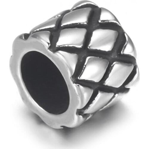 316L Stainless Steel Cylinder Bead Netlike Polished 5.5mm Large Hole Metal Beads Spacer Charm for DIY Jewelry Making Accessories