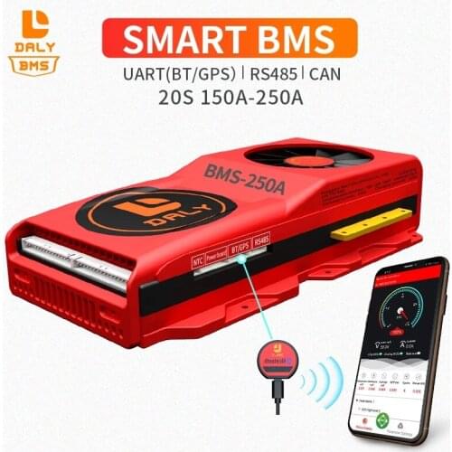 Smart BMS 20S 72V 3.7V 250A Bluetooth 485 to USB device CAN NTC software Li-on Battery protection Board BMS With FAN