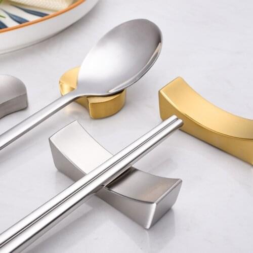 Chinese Chopsticks Holder Stainless Steel Food Sticks Rest Stand Metal Knife Spoon Chopsticks Pillow Care Tableware Holder