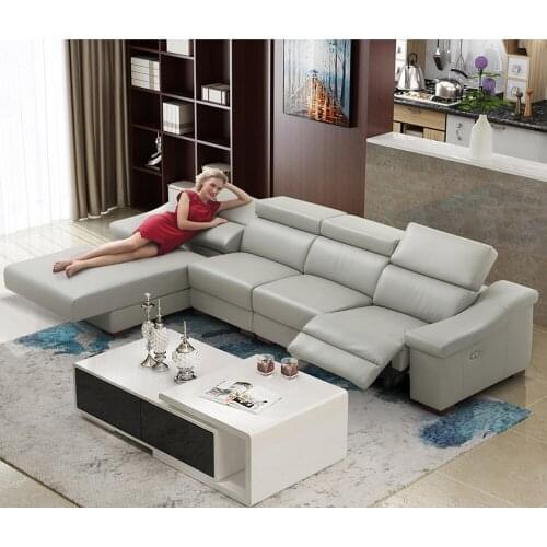 Electric recliner relax living room Sofa bed L shape corner functional genuine leather couch Nordic modern muebles de sala cama