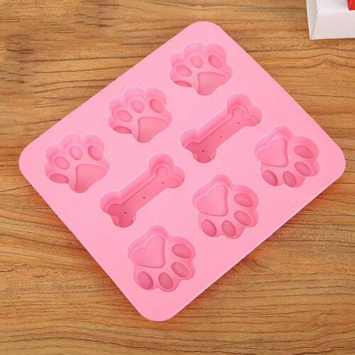 1Pcs 2-in-1 Dog Bone Cake Mold Dog Footprint Shape Mould Kitchen Supplies Silicone Pink Cake Mold DIY Baking Tools