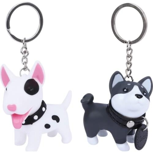 Cute Dog Keychain PVC Shiba Inu Bull Terrier Figurine Doll Toys Key Ring Holder Bag Pendant Excellent Gift