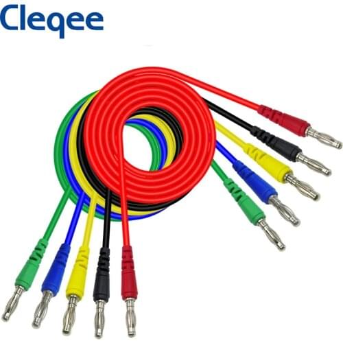 Cleqee P1043 5PCS Dual 4mm Banana Plug Test Lead Cable For Digital Multimeter 1M 1000V/10A