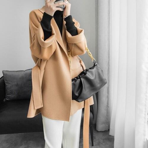 Korean Version Of The Classic Double-sided Nylon Lace Lapel Wool Jacket Women 2021 New Autumn Woolen Womens Clothing