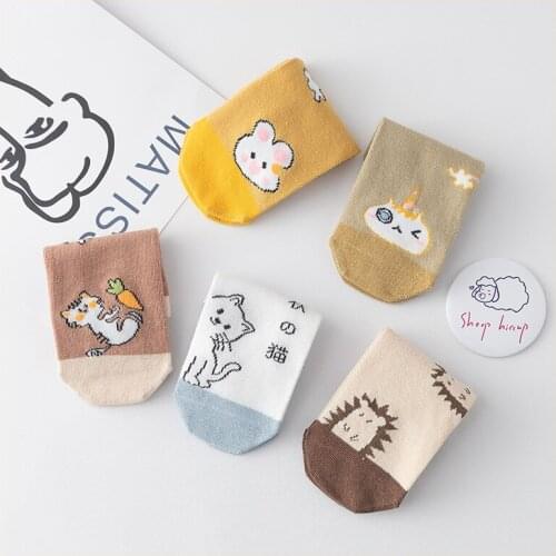 Women Girl Short Ankle Socks Pure Cotton Cute Animal Bear Cat Rabbit Novelty Fashion Young No Show Socks Cartoon Kawaii Sox