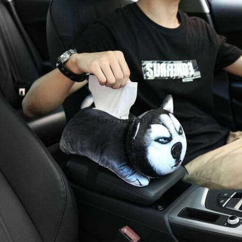 Creative Cute Cartoon Animal Cat/Dog Soft Plush Tissue Box Car Hanging Paper Napkin Box Cover Holder Home/Car